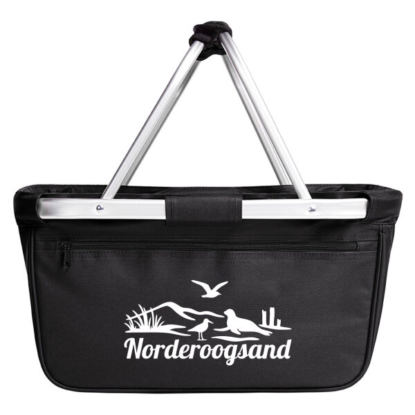 Einkaufskorb faltbar Norderoogsand Strandmotiv 20 Liter Tragekorb Black