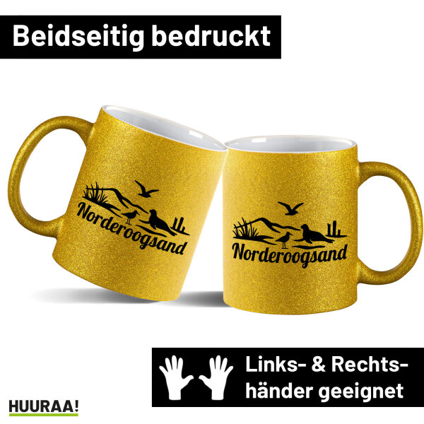Glitzertasse Norderoogsand Strandmotiv 330ml