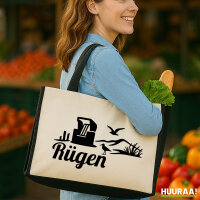 Jutetasche Rügen Strandmotiv 21 Liter Black