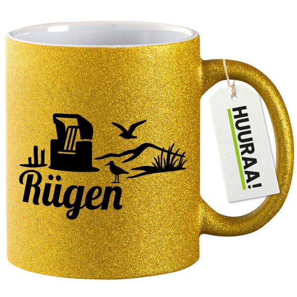 Glitzertasse Rügen Strandmotiv 330ml