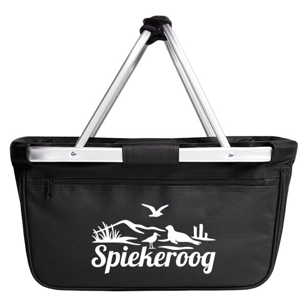 Einkaufskorb faltbar Spiekeroog Strandmotiv 20 Liter Tragekorb Black