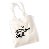 Jutebeutel Sylt Strandmotiv 10 Liter