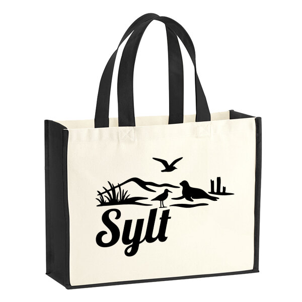 Jutetasche Sylt Strandmotiv 21 Liter Black
