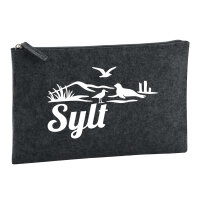 Kulturbeutel Sylt Strandmotiv 1 Liter Filz Charcoal...