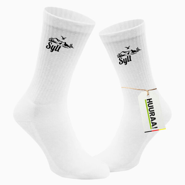 Socken Sylt Strandmotiv Größe 37/46 White Motiv Tennissocken