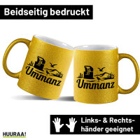 Glitzertasse Ummanz Strandmotiv 330ml