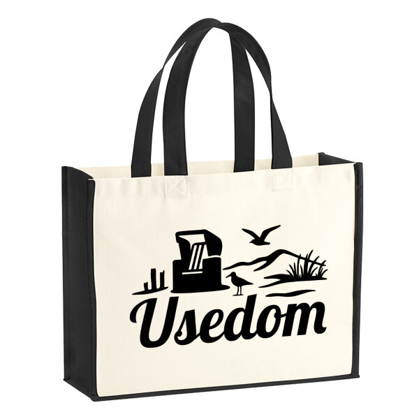 Jutetasche Usedom Strandmotiv 21 Liter Black