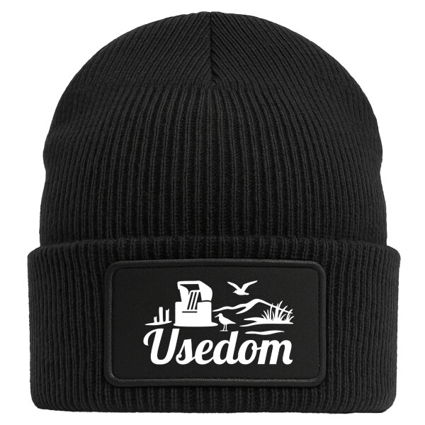 Beanie Usedom Strandmotiv Black Mütze