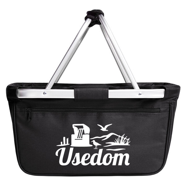 Einkaufskorb faltbar Usedom Strandmotiv 20 Liter Tragekorb Black