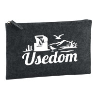 Kulturbeutel Usedom Strandmotiv 1 Liter Filz Charcoal...