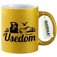 Glitzertasse Usedom Strandmotiv 330ml