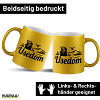 Glitzertasse Usedom Strandmotiv 330ml
