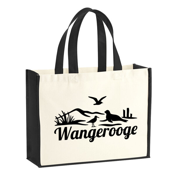 Jutetasche Wangerooge Strandmotiv 21 Liter Black