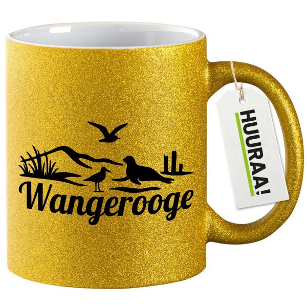 Glitzertasse Wangerooge Strandmotiv 330ml