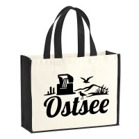 Jutetasche Ostsee Strandmotiv 21 Liter Black