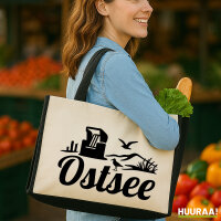 Jutetasche Ostsee Strandmotiv 21 Liter Black