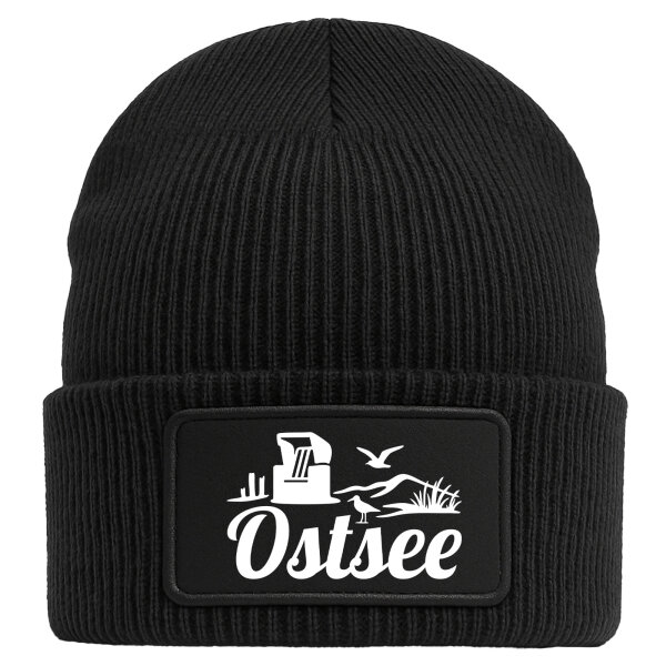 Beanie Ostsee Strandmotiv Black Mütze