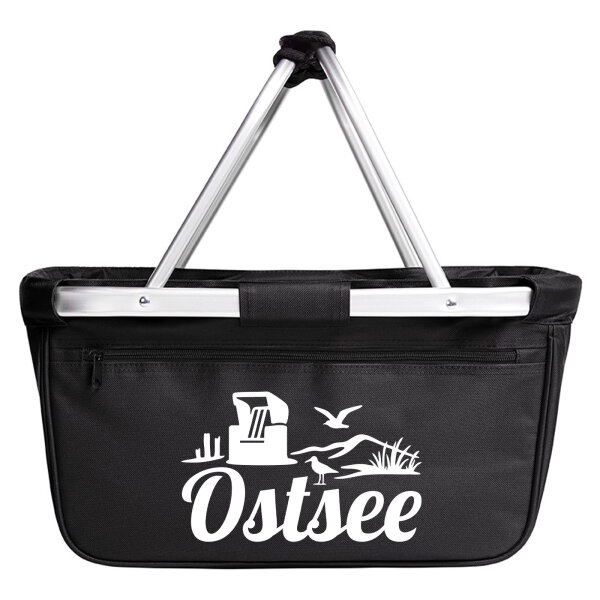 Einkaufskorb faltbar Ostsee Strandmotiv 20 Liter Tragekorb Black