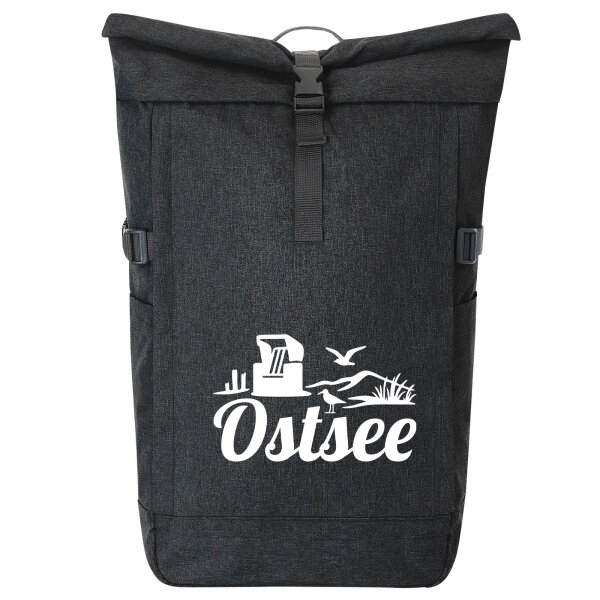 Kurierrucksack Ostsee Strandmotiv 30-44 Liter Black Melange