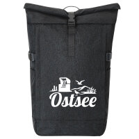 Kurierrucksack Ostsee Strandmotiv 30-44 Liter Black Melange