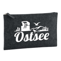 Kulturbeutel Ostsee Strandmotiv 1 Liter Filz Charcoal...
