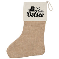 Weihnachtsstrumpf Ostsee Strandmotiv Beige