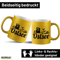 Glitzertasse Ostsee Strandmotiv 330ml