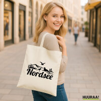 Jutebeutel Nordsee Strandmotiv 10 Liter