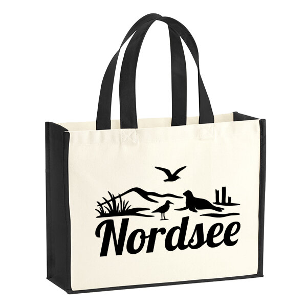 Jutetasche Nordsee Strandmotiv 21 Liter Black