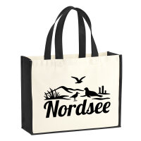 Jutetasche Nordsee Strandmotiv 21 Liter Black