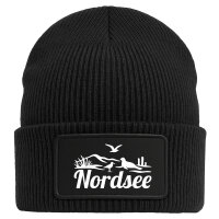Beanie Nordsee Strandmotiv Black Mütze
