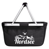 Einkaufskorb faltbar Nordsee Strandmotiv 20 Liter Tragekorb Black