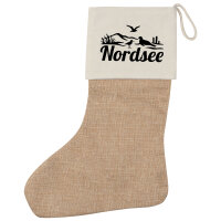 Weihnachtsstrumpf Nordsee Strandmotiv Beige