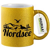 Glitzertasse Nordsee Strandmotiv 330ml