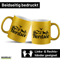 Glitzertasse Nordsee Strandmotiv 330ml