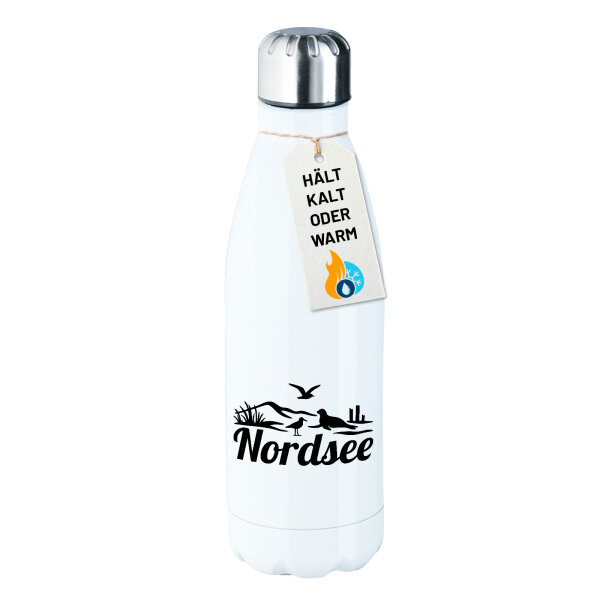 Edelstahl-Trinkflasche Nordsee Strandmotiv 500ml Wasserflasche