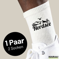 Socken Nordsee Strandmotiv Größe 37/46 White Motiv Tennissocken