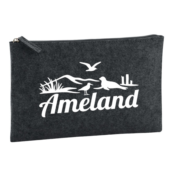 Kulturbeutel Ameland Niederlande 1 Liter Filz Charcoal Kosmetiktasche