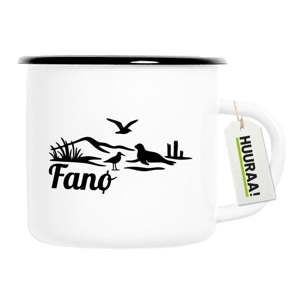 Emaille Tasse Fanø Dänemark 300ml Vintage Emaille Becher