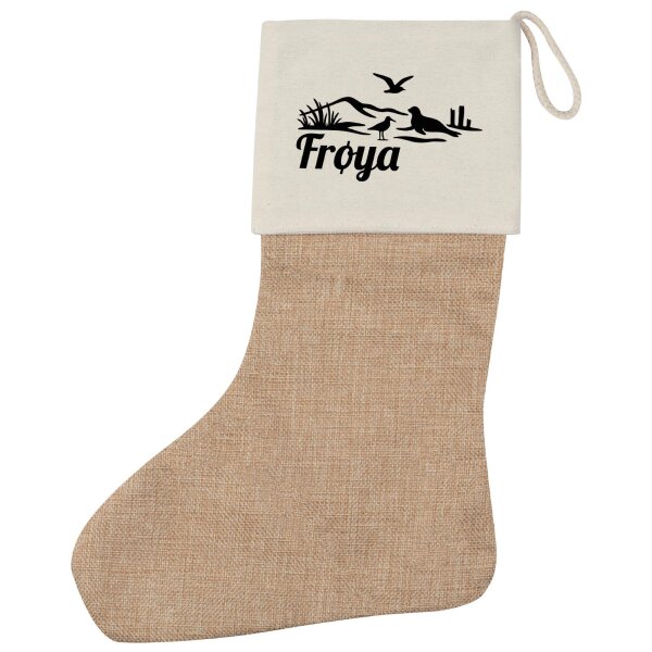 Weihnachtsstrumpf Frøya Norwegen Beige