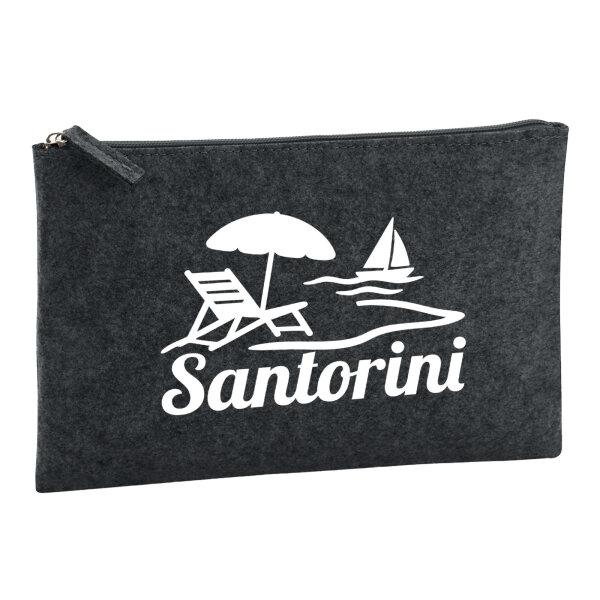 Kulturbeutel Santorini Griechenland 1 Liter Filz Charcoal Kosmetiktasche