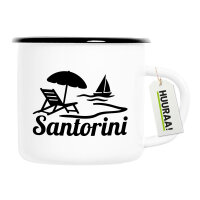 Emaille Tasse Santorini Griechenland 300ml Vintage Emaille Becher