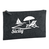 Kulturbeutel Sicily Italien 1 Liter Filz Charcoal Kosmetiktasche