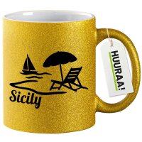 Glitzertasse Sicily Italien 330ml