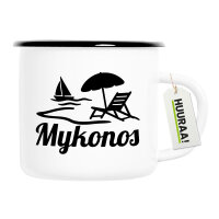 Emaille Tasse Mykonos Griechenland 300ml Vintage Emaille Becher