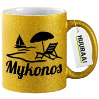 Glitzertasse Mykonos Griechenland 330ml