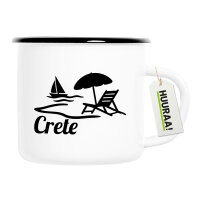 Emaille Tasse Crete Griechenland 300ml Vintage Emaille Becher