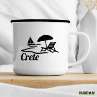 Emaille Tasse Crete Griechenland 300ml Vintage Emaille Becher