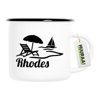 Emaille Tasse Rhodes Griechenland 300ml Vintage Emaille Becher