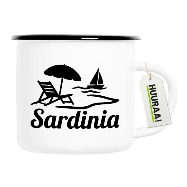 Emaille Tasse Sardinia Italien 300ml Vintage Emaille Becher